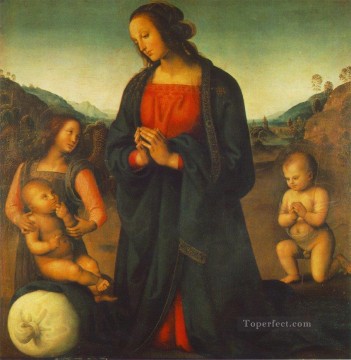 ピエトロ・ペルジーノ Painting - 天使の聖母と子供を愛する聖ヨハネ マドンナ・デル・サッコ 149515 ルネサンス ピエトロ・ペルジーノ